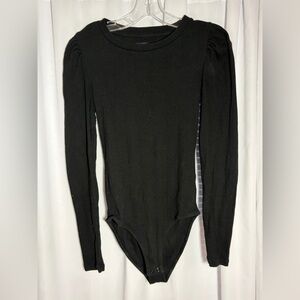 GAP Black Long Sleeve Ribbed Puff Sleeve Bodysuit Sz S